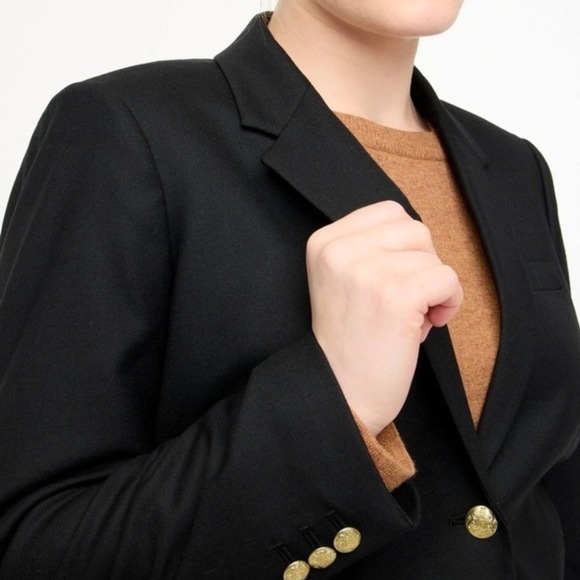 J. CREW Schoolboy Blazer in Black Wool with Gold Buttons Size 12P Preppy Office - Picture 4 of 11